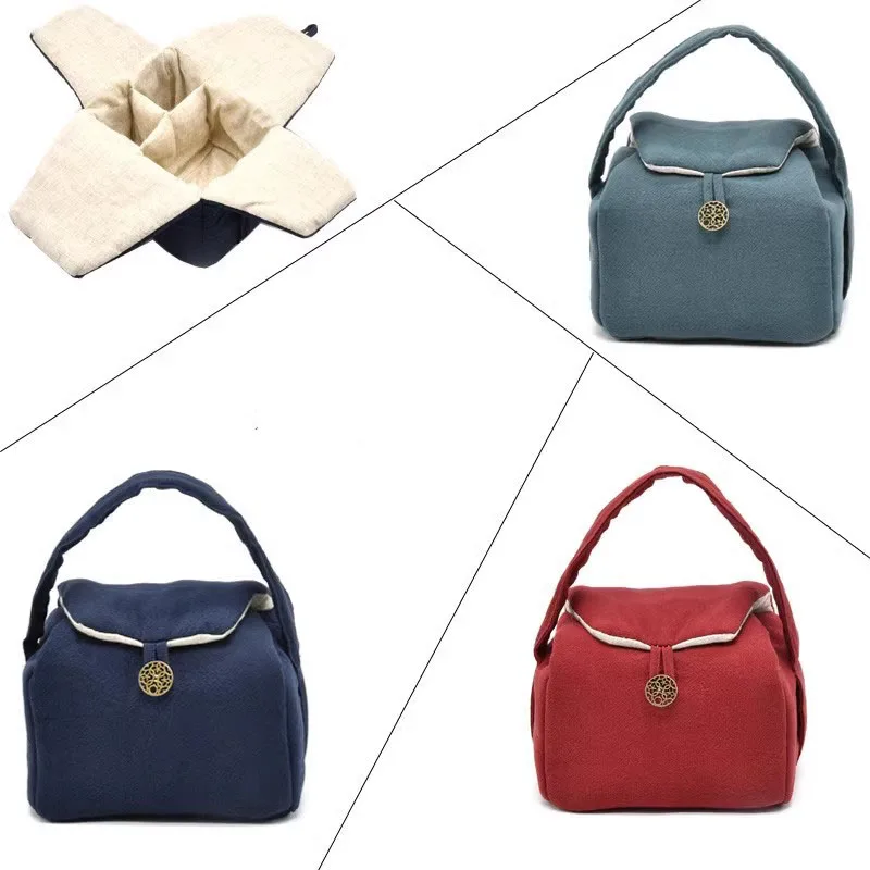 Portable Storage Bag Travel Bags Tea Cup Storage Cloth Bag Inter Separated Organizer Cup Arrangement Tote Bag