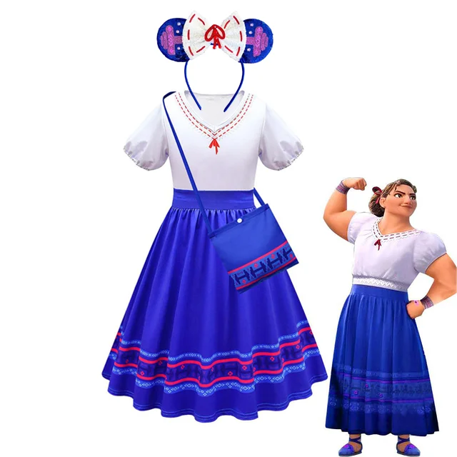 thumbnail image 1 of Disfraz de Disney Mirabel Isabela para niñas, vestido de princesa, traje de Cosplay, Encanto, Carnaval, fiesta de cumpleaños, corona, ropa, bolso, Encanto, 1 of 5