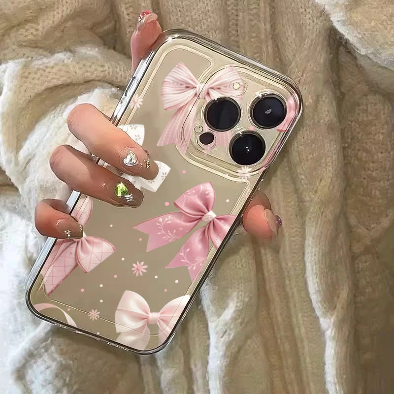 Transparent TPU Phone Case with Pink Bow Design