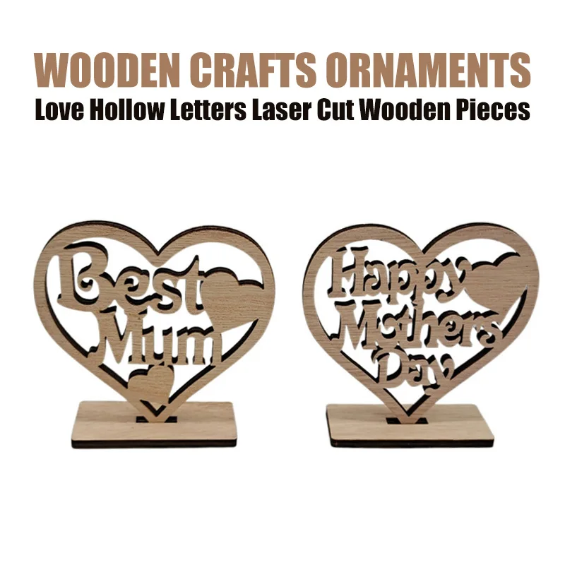 Wooden Crafts Ornaments Love Heart Hollowed Out Letters Laser Cut