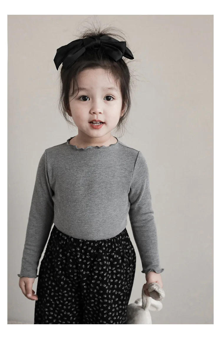 Langarmoberteil für Mädchen im koreanischen Stil – weicher Stretchstrick mit Spitzenbesatz, Kaschmir-Feeling-Schicht für Kinderkleidung im Frühling und Herbst – Detail 28