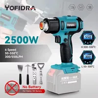 Yofidra 50-550℃ Cordless Heat Gun Wind Speed 6 Gear LED Temperature Display Industrial Home Hot Air Gun For Makita 18V Battery 1