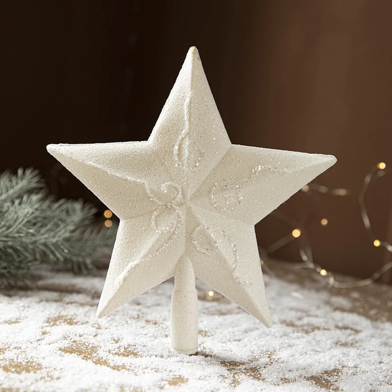 Glitter White Christmas Tree Top Star Merry Christmas Decorations for Home New Year Natal Noel Xmas Tree Ornaments 1pc christmas tree decoration christmas star decoration