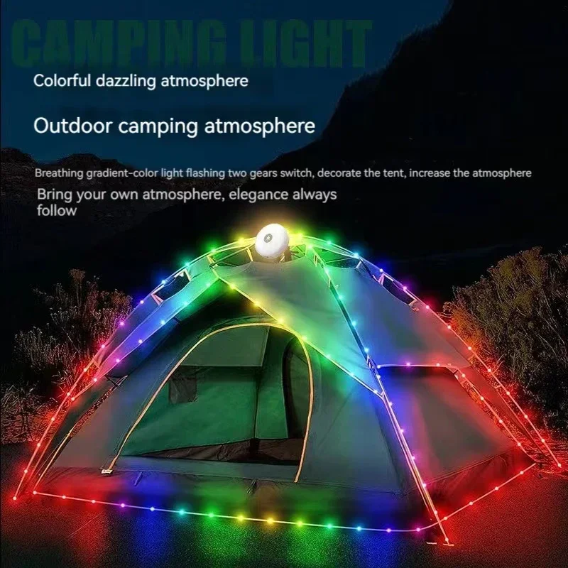 LED Camping Lamp Strip Atmosphere 10M Length Waterproof Recyclable Light Belt Outdoor Garden Decoration Lamp for Tent Room