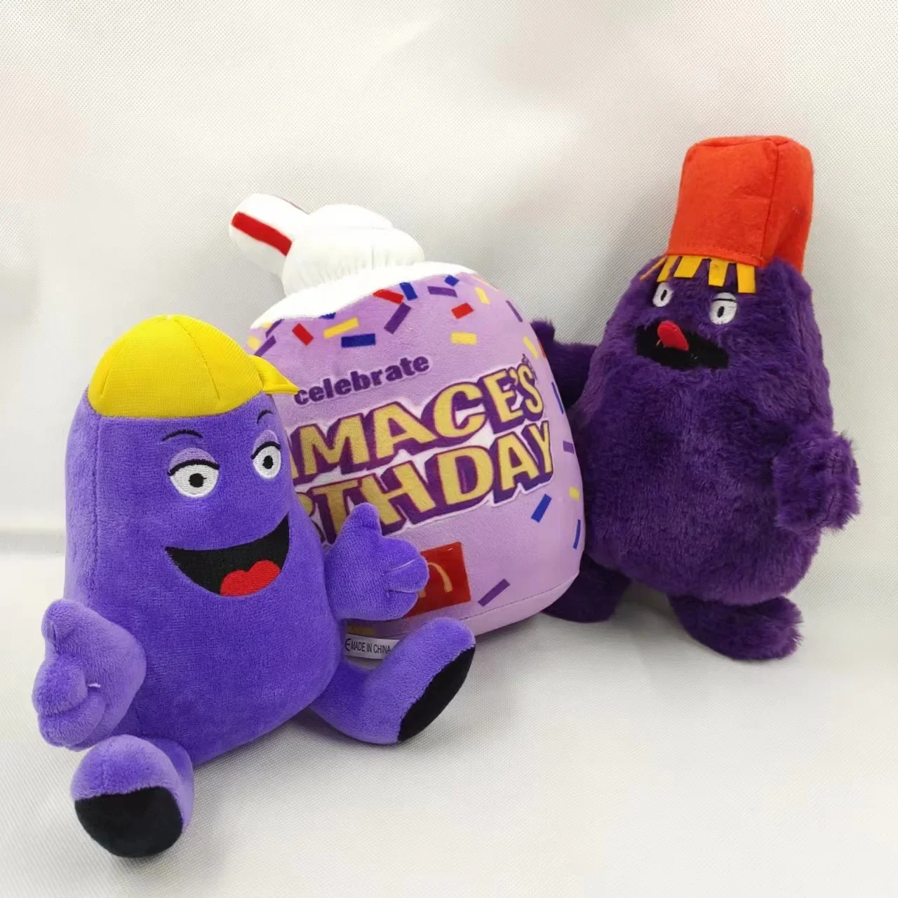 

1/3pcs Grimace Shake Yellow Hat Plush Doll Soft Stuffed Animals Plushie Toy Cute Cartoon Doll Room Decor For Kids Brithday Gifts