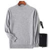 Men's Sweater Spring Autumn New 100% Merino Wool Knitted Pullover Half High Neck Solid Color Basic Tops 3