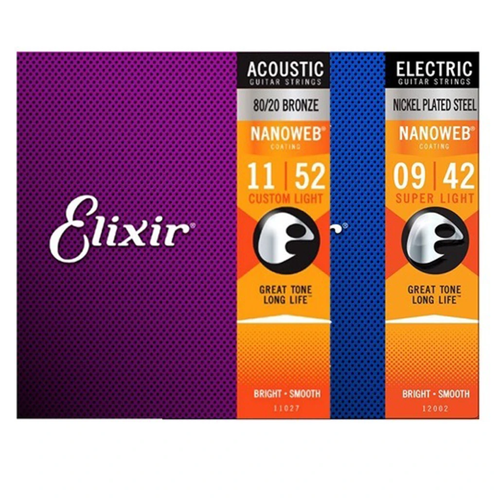Elixir Nanoweb Acoustic / Electric Full Set Guitar Strings 16027 11052