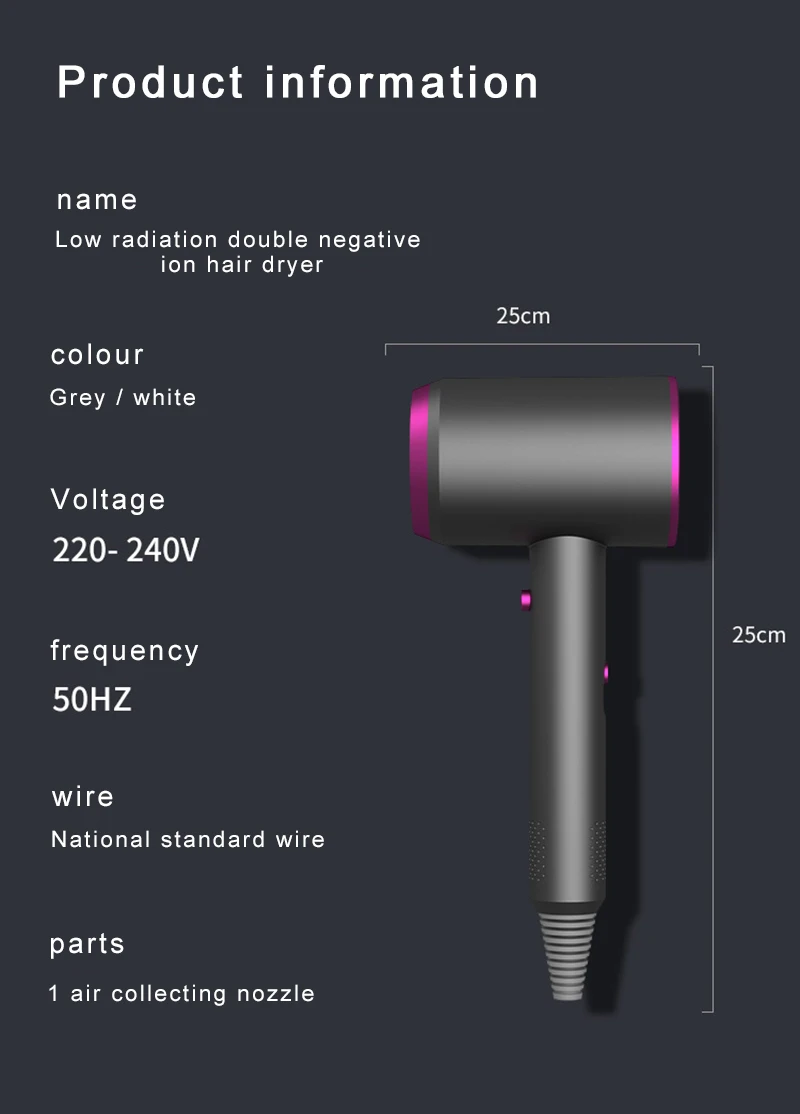 Description Picture 6 of item1/2PCS Hair Dryer Hot and Cold Wind with Diffuser Conditioning Powerful Blower Motor Heat Constant Temperature Blowdryer