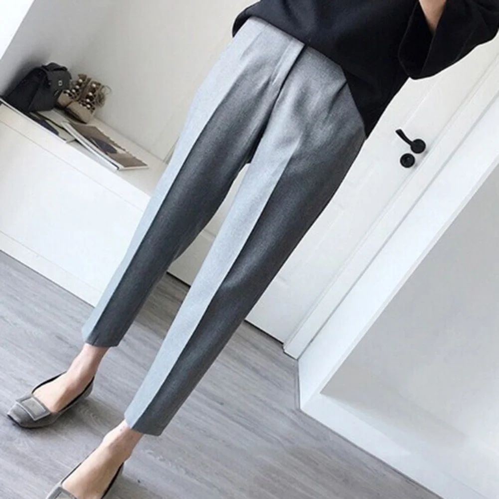 

Female Suit Pants Women Pants Minimalist Office Lady Straight Stylish Ankle-Length Basic Business Casual Comfy