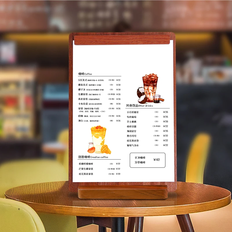원목 메뉴판 클립 레스토랑 음료 주문 클립보드, 바 테이블 사인보드, 튼튼한 나무 메뉴판 클립
