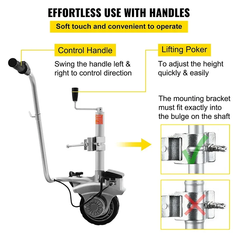 JH 12V Traction Bracket Car Electric Mover Trailer RV Quick Move Tool 350W Motor