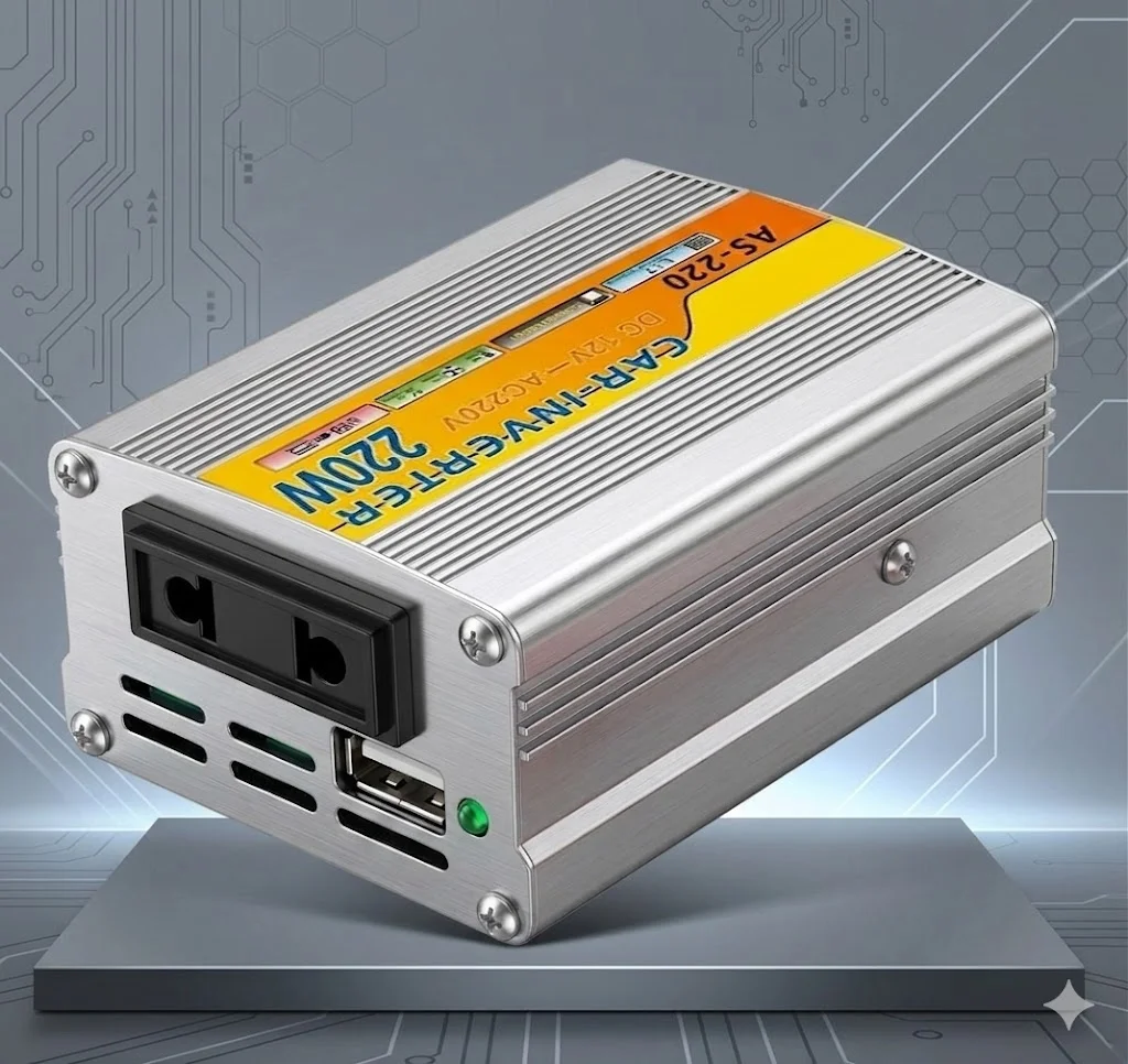 220W 차량용 인버터 DC 12V에서 AC 220V로 변환하는 고출력 전력 변환기, USB 포트 장착, 휴대폰 충전에 적합