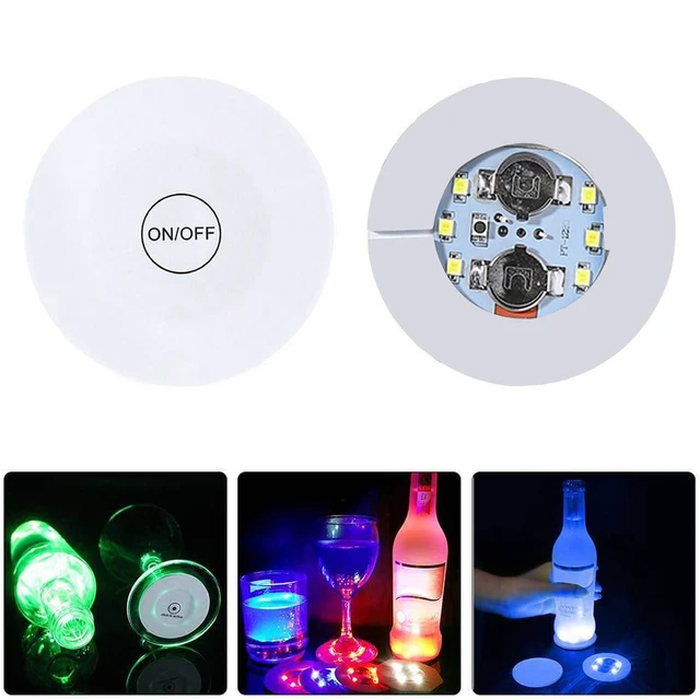 Dessous de verre lumineux 6led, autocollant lumineux pour bouteille, pour  noël, nouvel an, mariage, KTV, Bar, tasse de boisson, tapis lumineux -  AliExpress