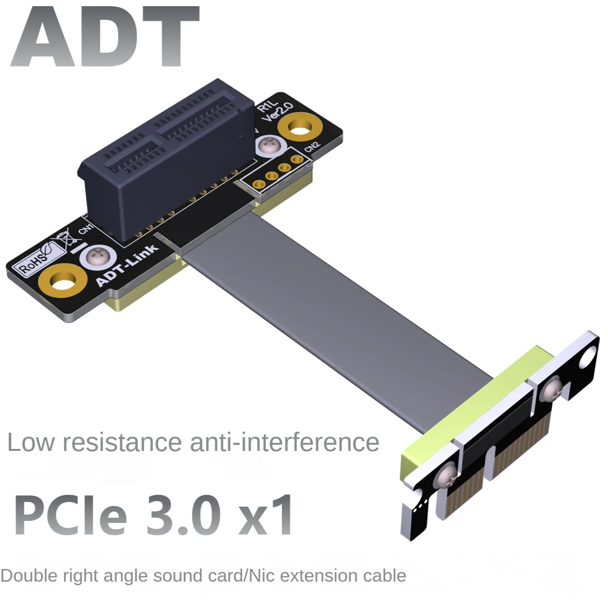 

ADT sound card extension double right Angle 90 degree anti-interference without power supply PCI-E3.0x1 wireless card ADT