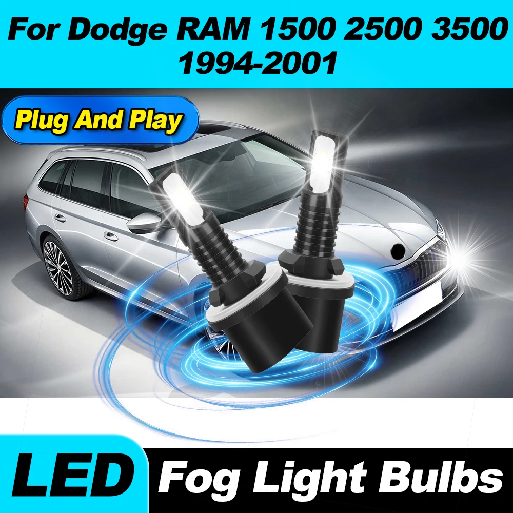20000LM Car LED Fog Lights Bulbs 6000K Plug And Play Auto Fog Lamps For Dodge RAM 1500 2500 3500 1994-1997 1998 1999 2000 2001