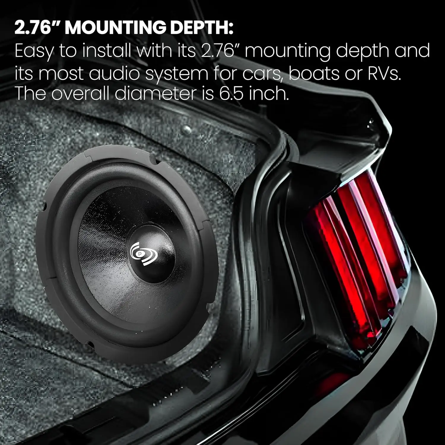 6.5' Car Audio Midrange Speaker, 300W, 8Ohm, 93dB, Paper Cone, 1' KAPTON Voice Coil