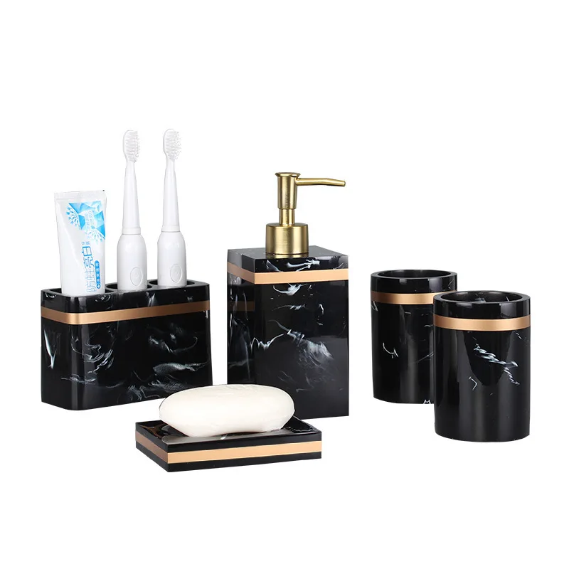 Toothbrush Holder Toothpaste Holder Bathroom set Accessories Portable Organizer Case Sanitary Wars Suite Marble Stripe Resin