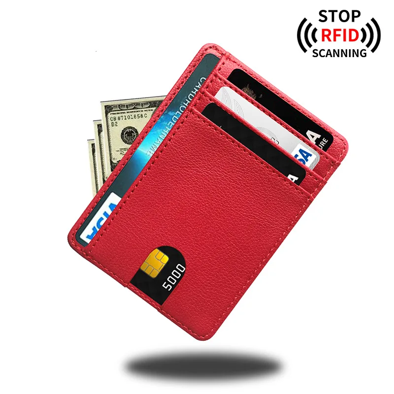 Slim RFID Blocking Leather Wallet - 8 Slot Card Holder & Anti-Theft Money Case