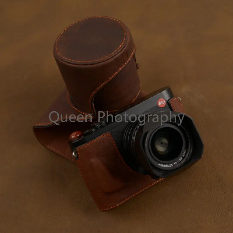 Custodia Per Fotocamera In Vera Pelle Fatta A Mano Per Leica Q Qp Typ116 Borsa Impermeabile Con Design A Batteria Aperta Skin Fuchaymnacucucuc