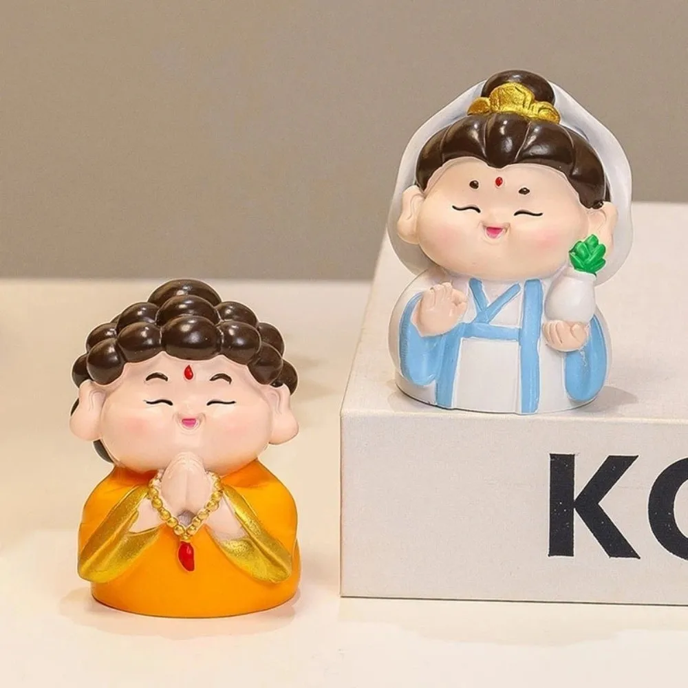 Resin Chinese Wealth God Ornament Guanyin Maitreya Chinese New Year Figurines Chinese God Moon Lord New Year Mascot Doll Office