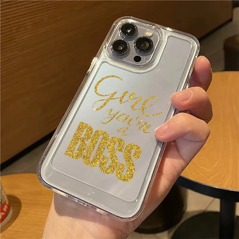 Gold Give You Are A Boss Case Per Iphone 11 12 13 14 15 Pro Max Clear Space Shell 15 Plus X Xr Xs Max Cover Antiurto In Acrilico