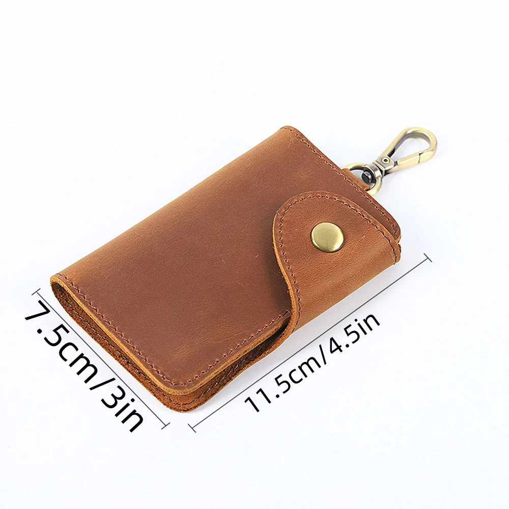 Elegant Leather Waist Key Pouch & Card Holder Wallet with Snap Closure