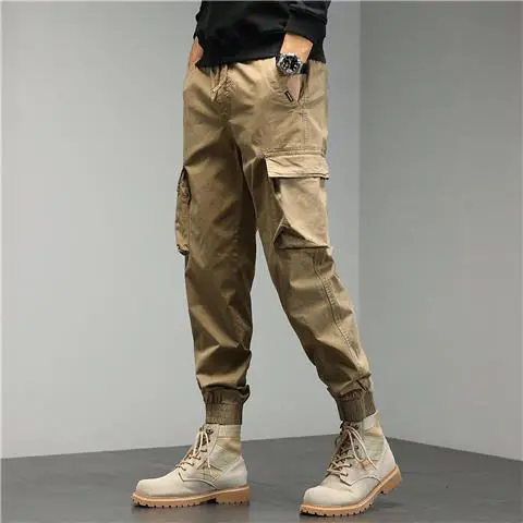 thumbnail image 1 of Pantalones cargo para hombre Harem Y2k algodón multibolsillos pantalones hombre ajustados holgados apilados emo ajuste regular estilo coreano pantalones de exterior XL, 1 of 5