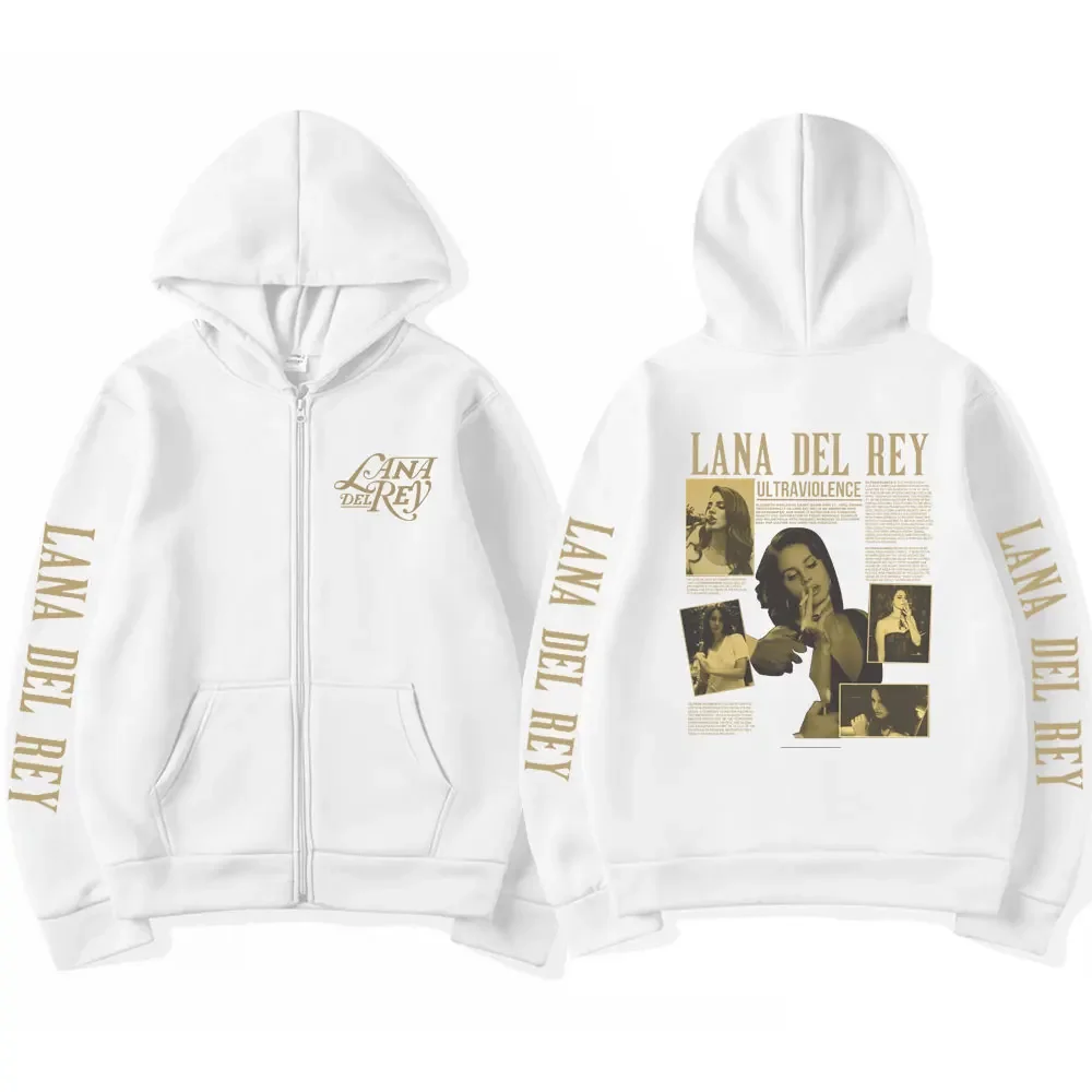 thumbnail image 1 of Sudadera con capucha Retro de Lana Del Rey para hombre y mujer, ropa de calle de gran tamaño con cremallera, Álbum de Música ultra violento, Y2K, 1 of 3