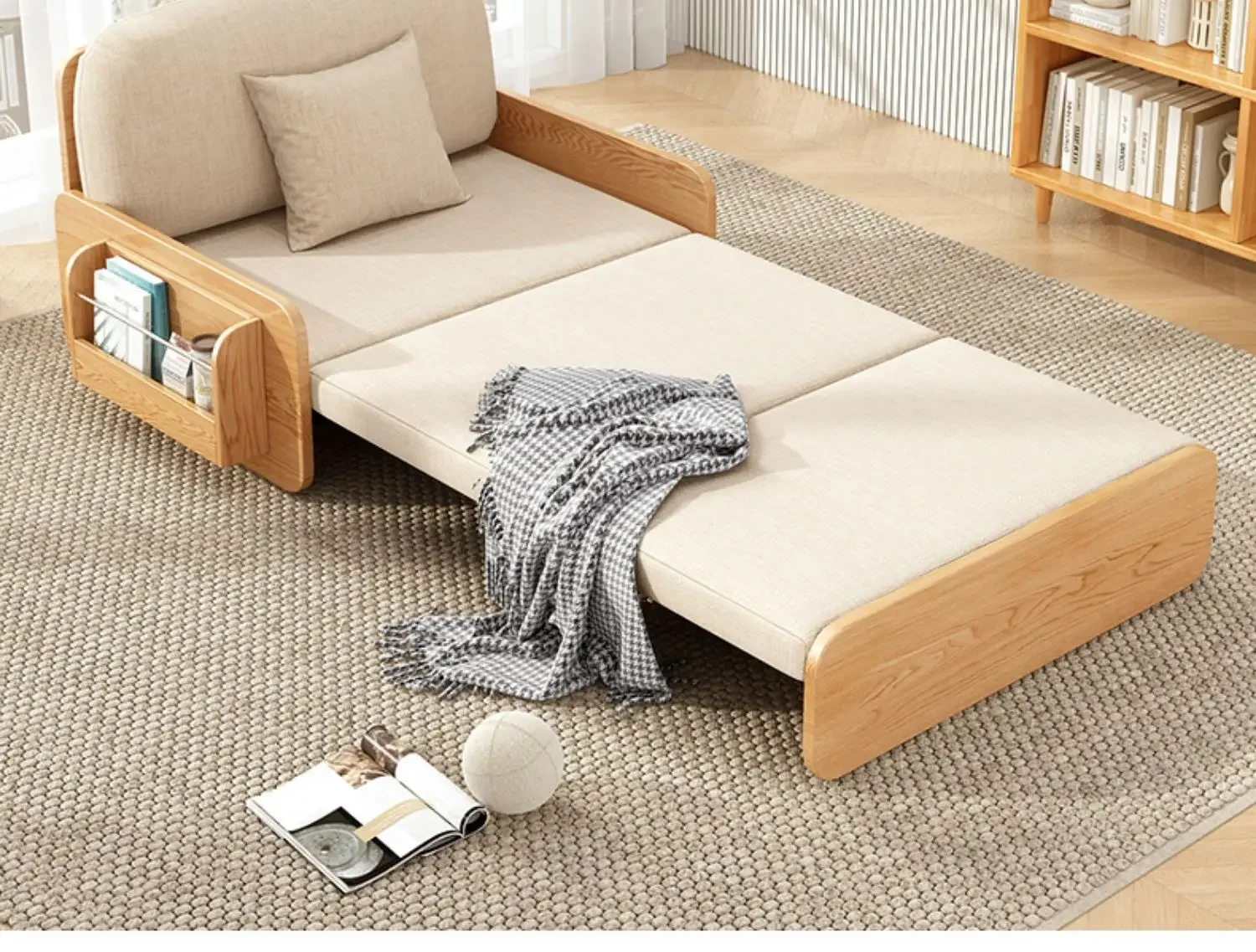Modern Wooden Living Room Sofas Foldable Balcony Minimalist Living Room Sofas Bed Multifunctional Canape Salon Furniture