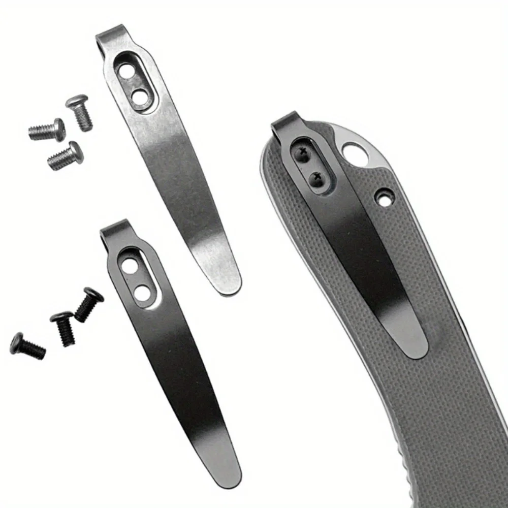 Stainless Steel Fold Knife Pocket Clip Back Clamp Set with 3pcs Screws DIY Make Accessories Parts 2/1 Options Available