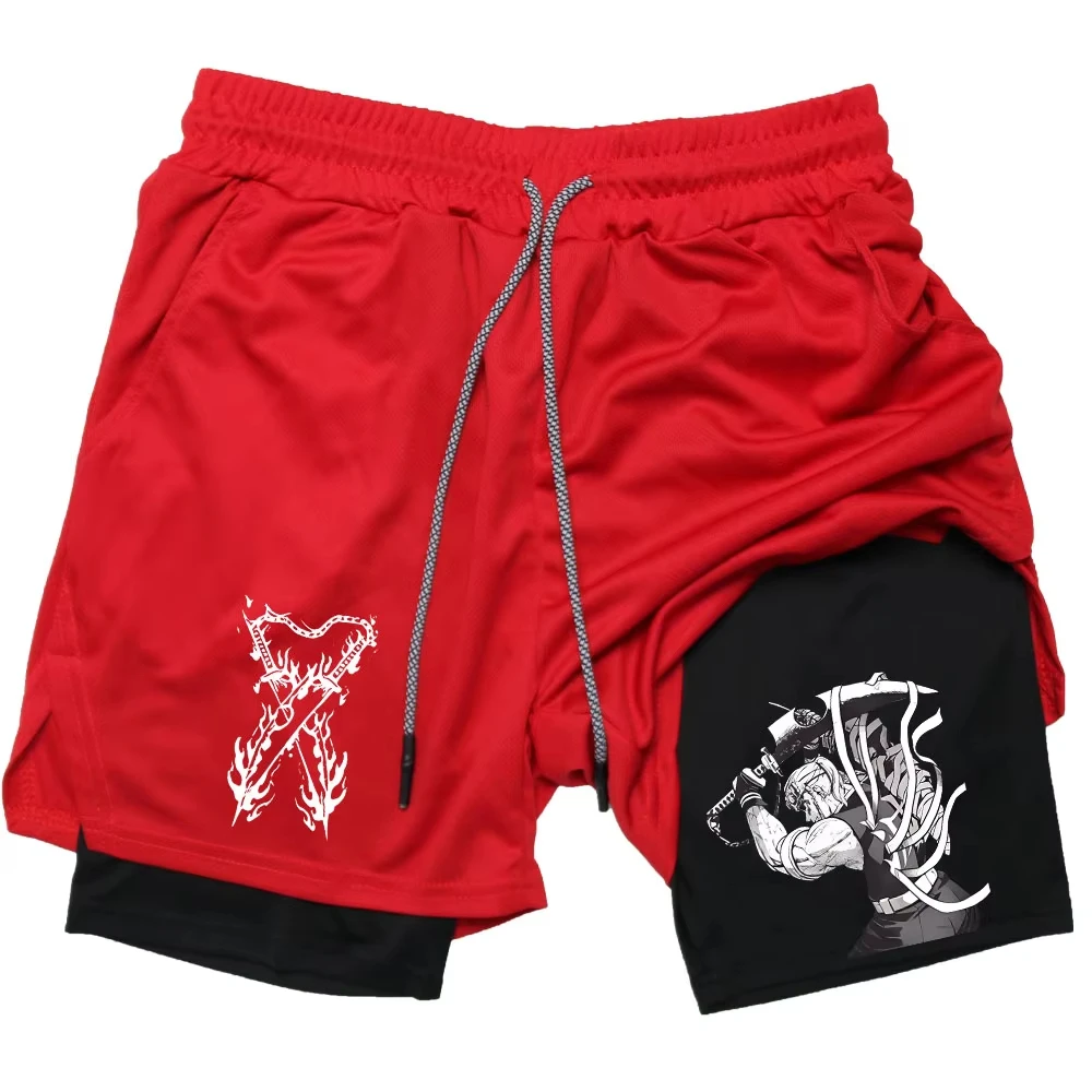 Men Performance Shorts Anime Demon Slayer Gym Shorts Summer Sports Fitness Workout Jogging Running  Print Short Pants RL00188 3