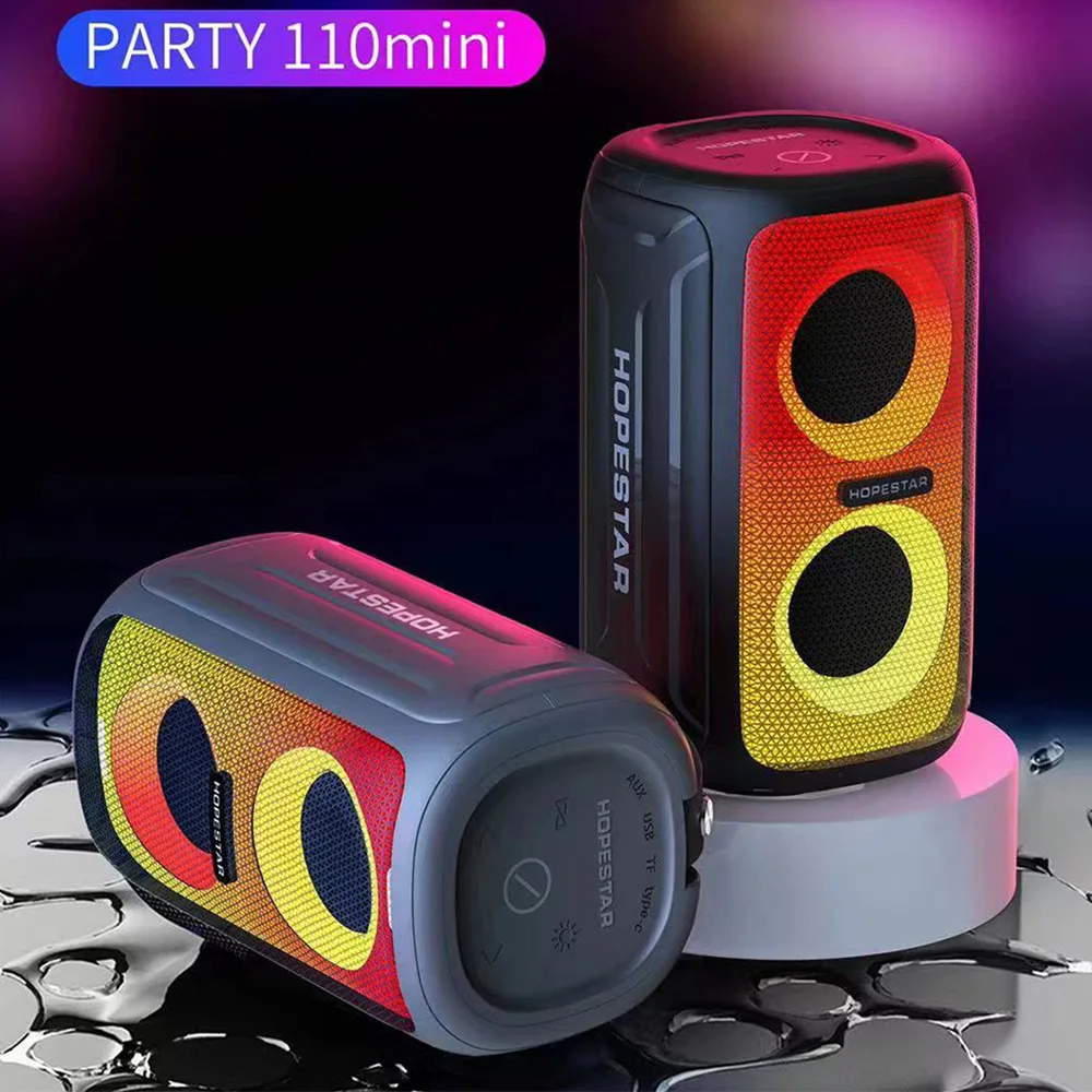 

HOPESTAR 110 Mini Outdoor Bluetooth Speaker LED Flame Light TWS Dual Speaker Portable Subwoofer Waterproof Card Insertion Radio