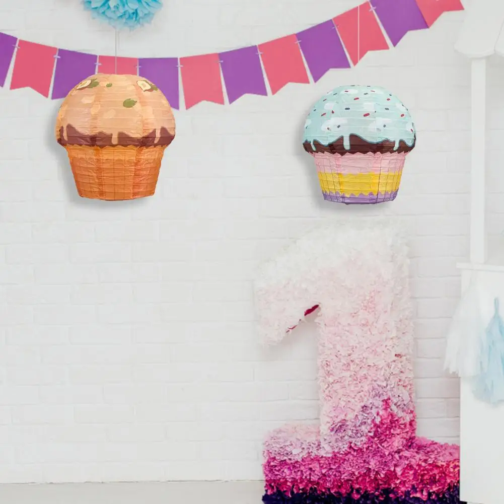 Folding Lantern Multicolor Fine Workmanship Decorative Paper Lantern Creative Cupcake Shape Party Decor