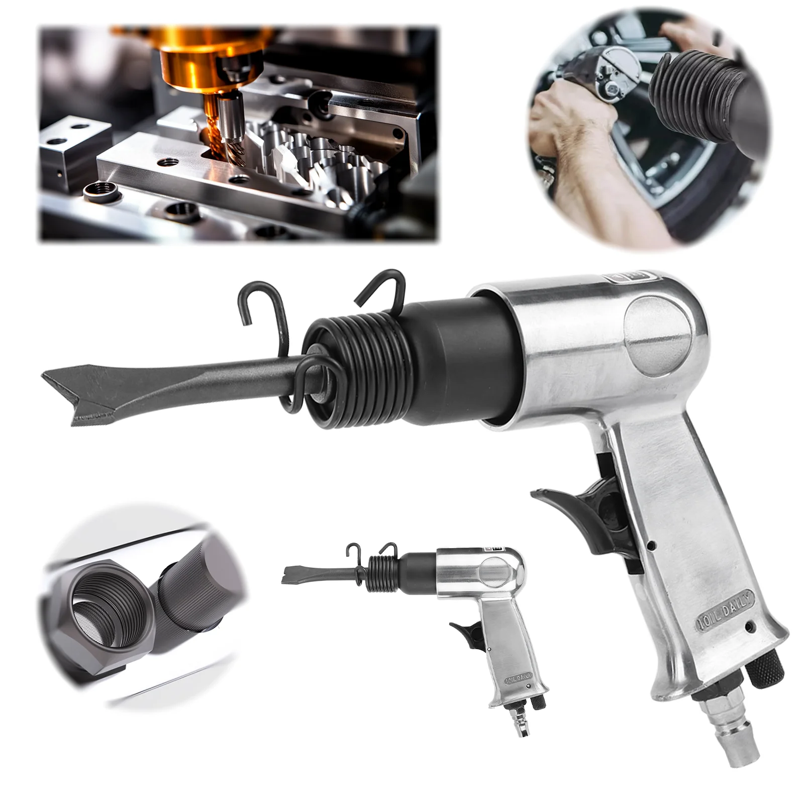 150 MM Air Shovel Tool 4-Chisels Pneumatic Shovel Spring & Fitting Air Chisel Pneumatic Shovel Tool for Automotive & Metal Work