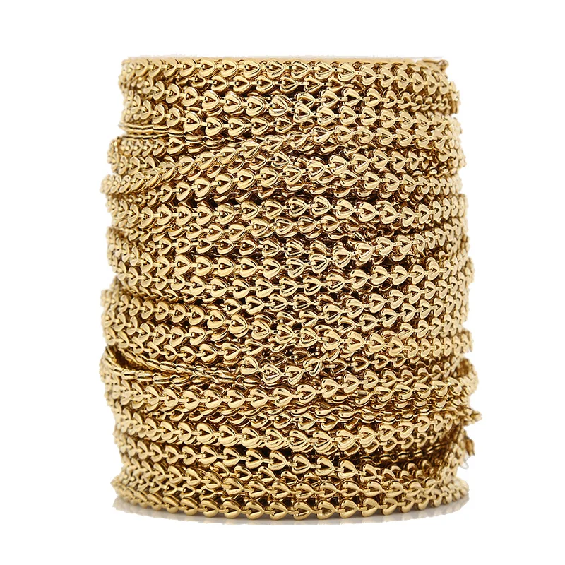 

Очаровательное Двухслойное колье из нержавеющей стали с золотым покрытием, ширина 4 мм, 2 м/5 м, фурнитура для изготовления украшений «сделай сам»