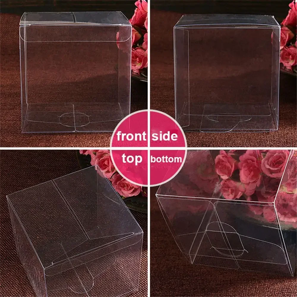 10Pcs Plastic Square Clear Candy Gift Box Chocolate Candy Boxes Jewelry Storage Boxs Wedding Christmas Packaging Gift Boxs