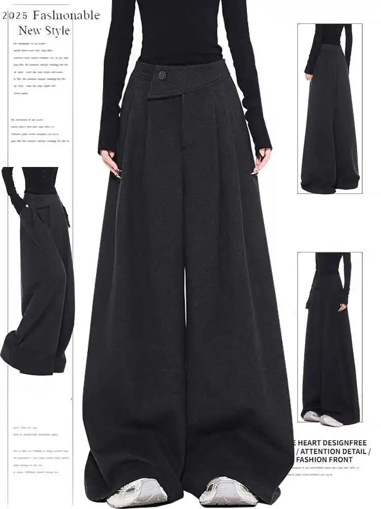 Women Black Suits Pants Streetwear 90s Aesthetic Vintage