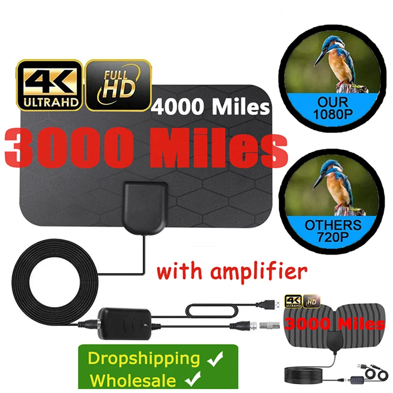 Kebidumei 3000 Miles 8K Digital DVB-T2 TV Antenna Indoor with