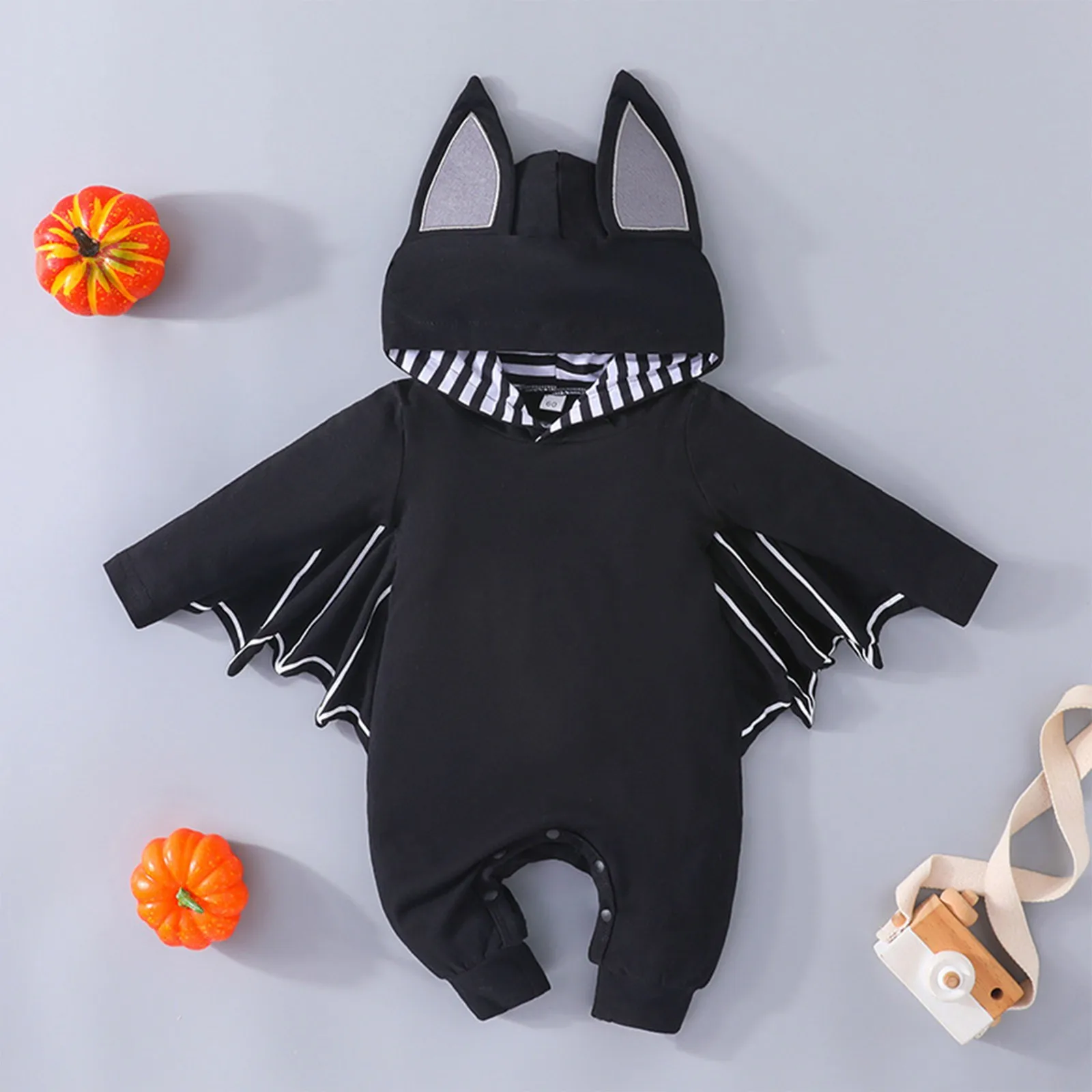 

Toddler Halloween Long Sleeve Winged Batshape Hooded Jumpsuit Romper Kids Clothes Sets For Children Baby Autumn Clothes 2023