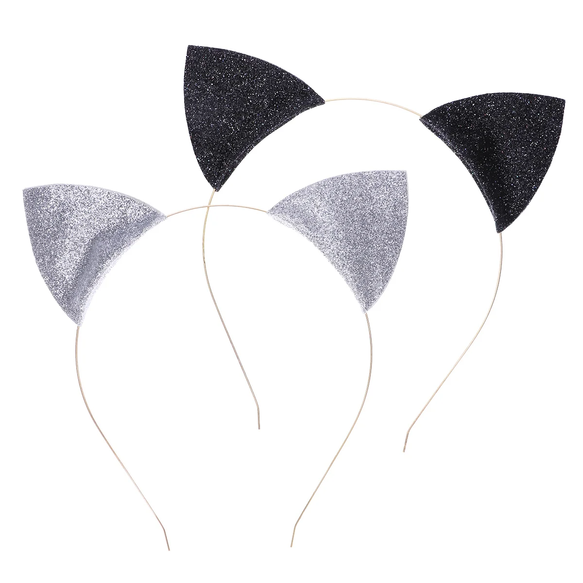 

Frcolor 2pcs Lovely Cat Ears Headband Hair Headpiece Hairdress for Party Costume (Black & Silver)