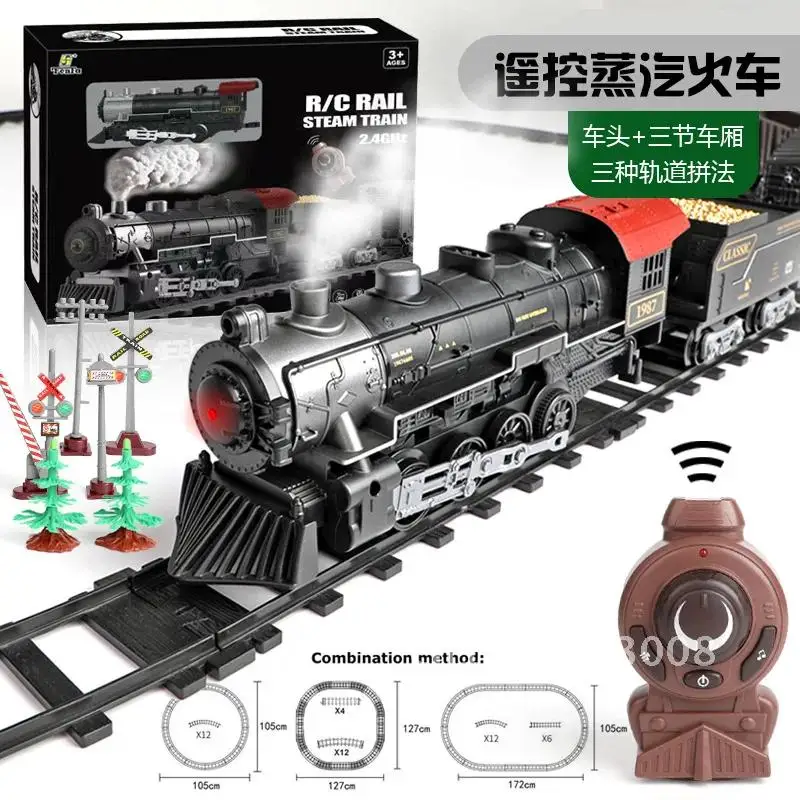 2.4G Remote Control Retro Rail Train Set Children's Christmas Nostalgic Model Gift Toy Christmas Electric Children's