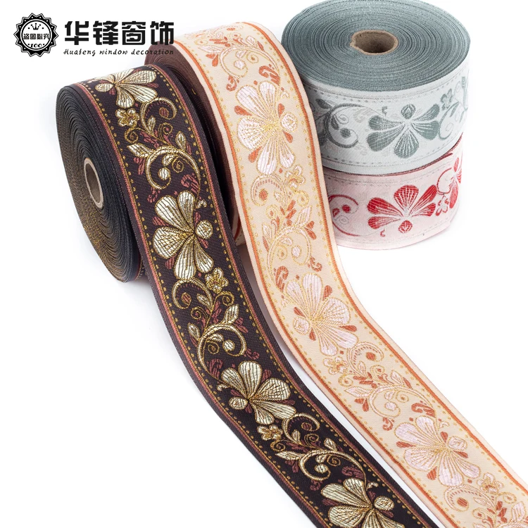 Vintage Embroidered Flower Ribbon Fabric Rthnic Style Jacquard Lace