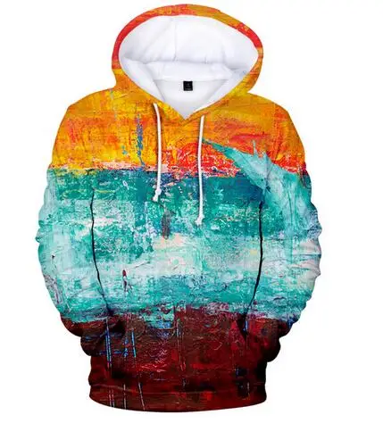

Harajuku Oil Painting 3D Print Hooded Sweatshirt Women/Men Casual Hoodies Streetwear Kawaii Kids Pullovers Hip Hop Clothes