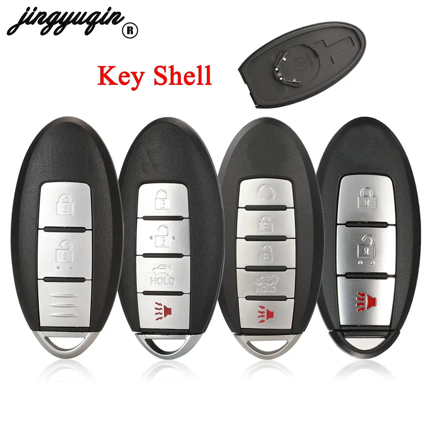 

jingyuqin 2/3/4/5 Button Remote Key Shell for Nissan Cube Juke Versa Note X-Trail Qashaqai Sunny Juke Altima TIIDA Murano Maxima