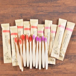 10-Pack Kids Eco-Friendly Bamboo Toothbrush Set (5 Red 5 Purple)