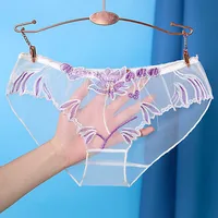 Sexy dentelle culottes slips maille creuse fleur broderie taille basse Transparent femme Lingerie Ultra-mince femmes sous-vêtements sans couture 2