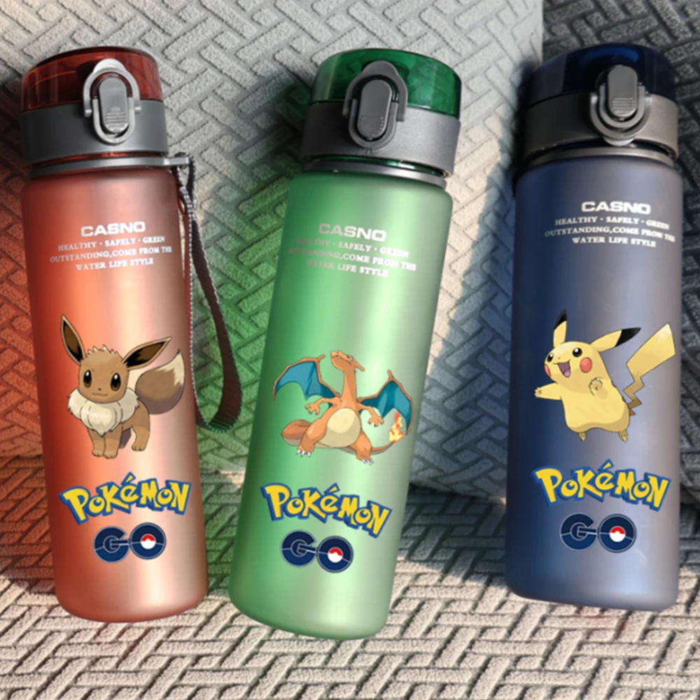 Pokemon Water Bottle 560Ml Pikachu Eevee Portatile In Plastica Water Glass Pokemon Adult Kid Sport Ad Alta Capacità Anime Water Cup