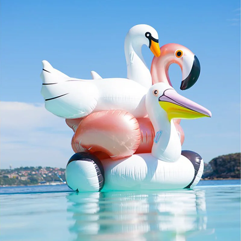 

Inflatable Rose Gold Flamingo Swimming Pool Float Summer Island Ride on Swan Unicorn Swimming Lifebuoy Lounge Inflated Pool Toys