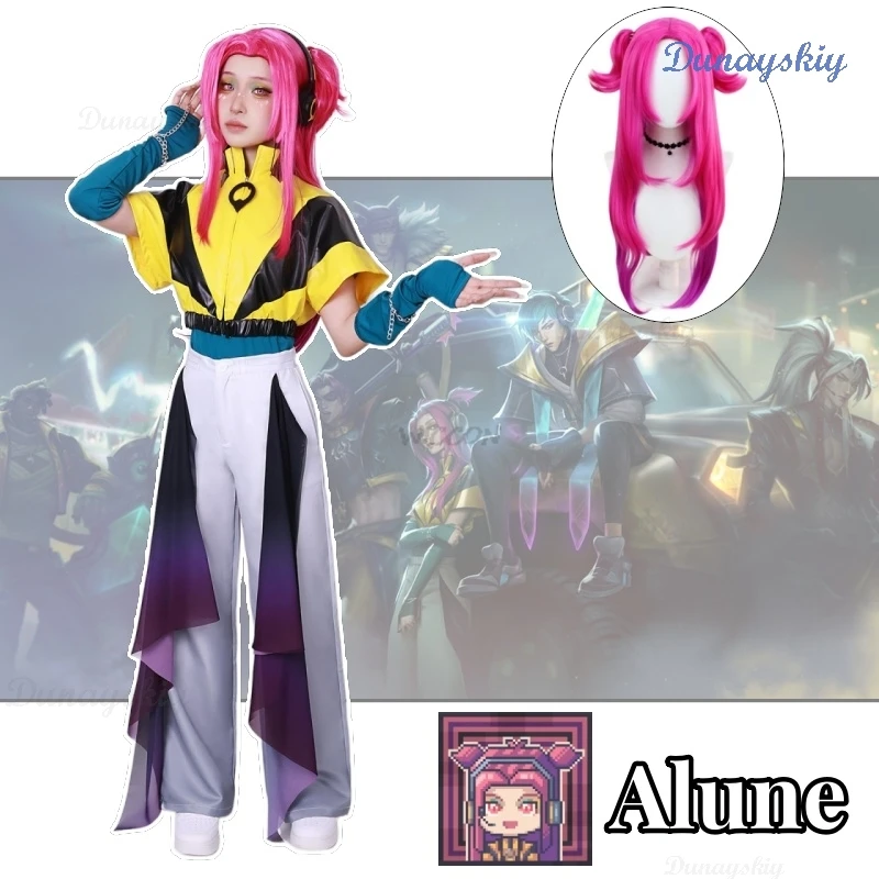 

Alune Game League of Legends LOL Cosplay Costume Clothes Wig Uniform Cosplay Alune Heart Steel Halloween Party Woman Alune