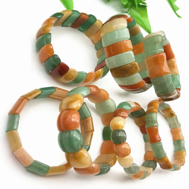 

10 шт. Jinsi нефритовый ручной оптовый авантюрин трехцветный праздничный высокий браслет для мужчин и женщин многокладочный топаз ручные товары